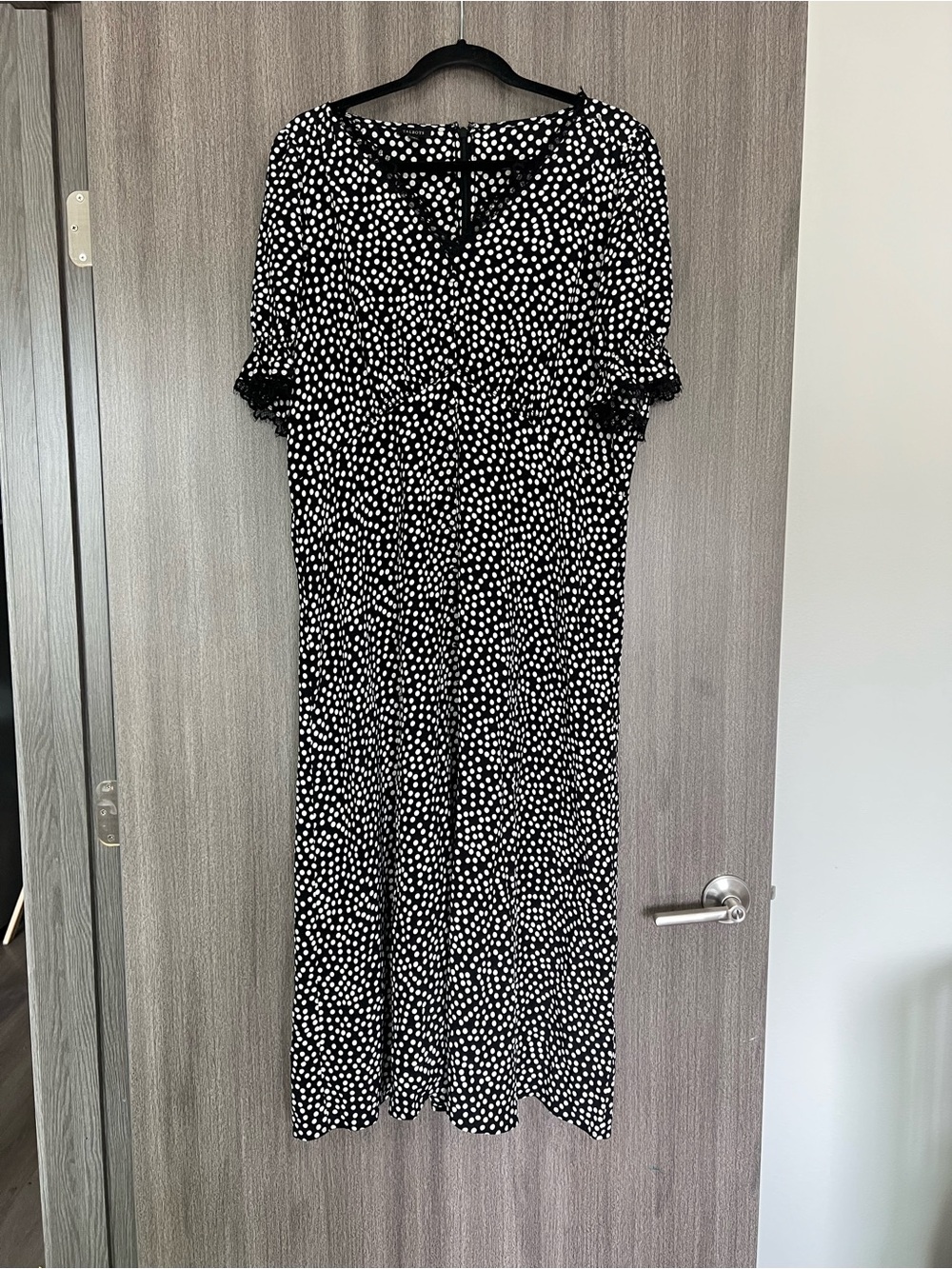 Talbots Black and White Polka Dot Midi Dress